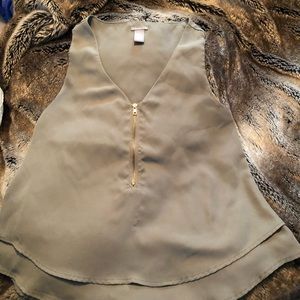 Sheer tank top with zipper